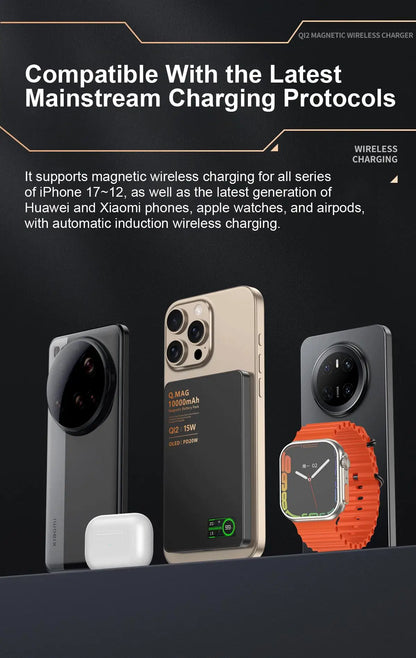 Magnetic Wireless Power Bank 5000mAh/10000mAh for iPhone 16-12 & Watch