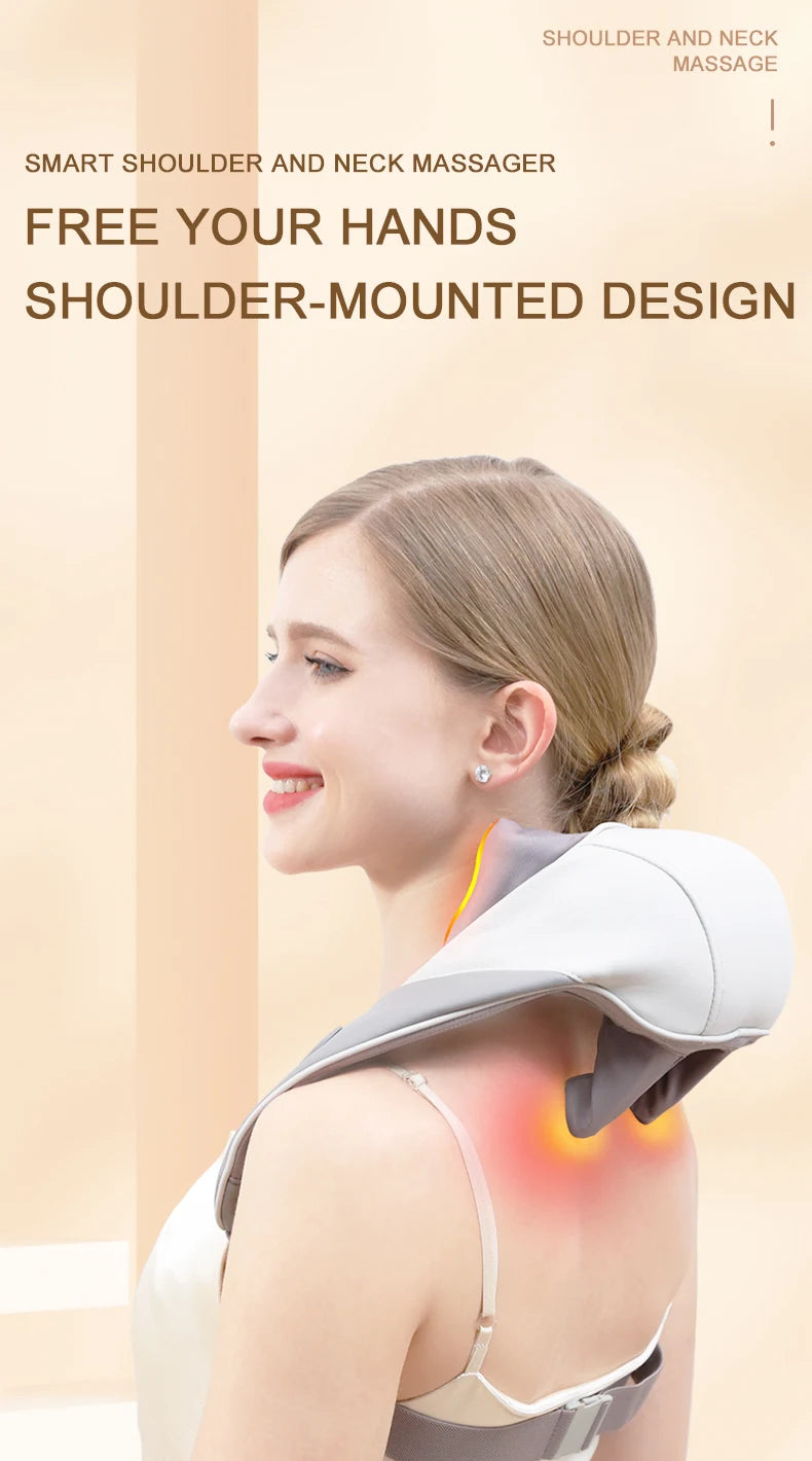 Wireless 6D Deep Tissue Neck & Shoulder Kneading Massager with Heat