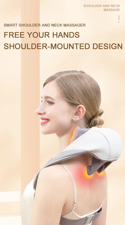 Wireless 6D Deep Tissue Neck & Shoulder Kneading Massager with Heat