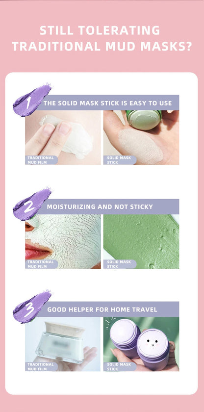 Solid Cleansing Face Mask Stick - Deep Pore Oil Control & Moisturizing