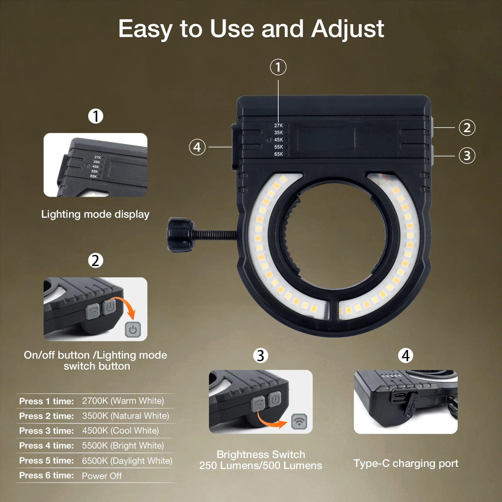 Rechargeable LED Spray Gun Light - Adjustable Car Paint Fill Light - 4