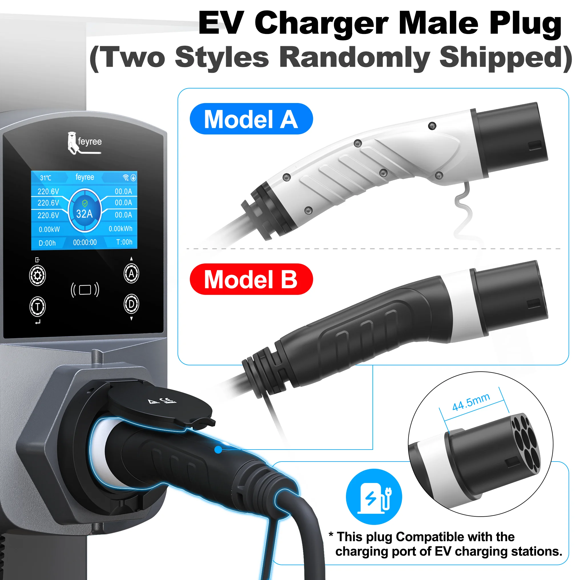 GB/T to Type 2 EV Charging Cable - Fast 16A/32A Electric Vehicle Charger - 4