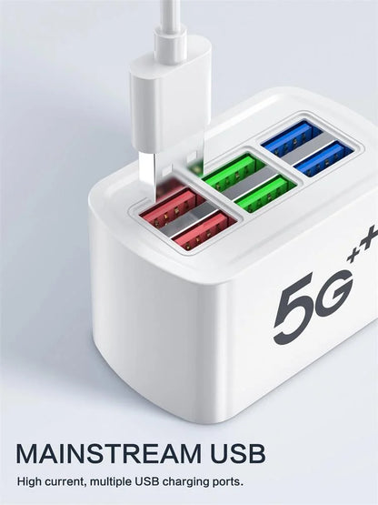 6-Port USB Desktop Fast Charger - Multi-Device Universal Charging Hub