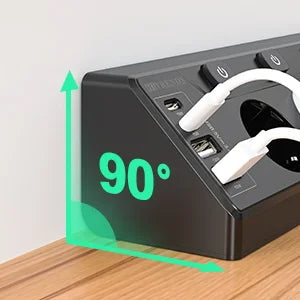 6-Outlet European Power Strip with 4 USB Fast Charging Ports & 2m Cord