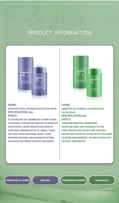 Solid Cleansing Face Mask Stick - Deep Pore Oil Control & Moisturizing