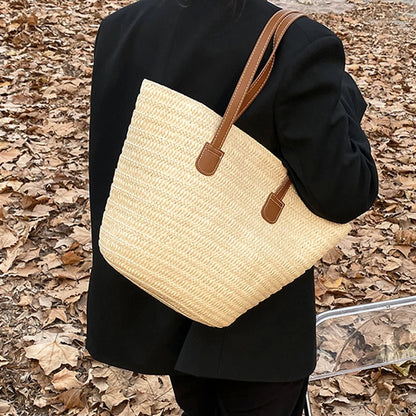 Luxury Bohemian Knitted Straw Tote