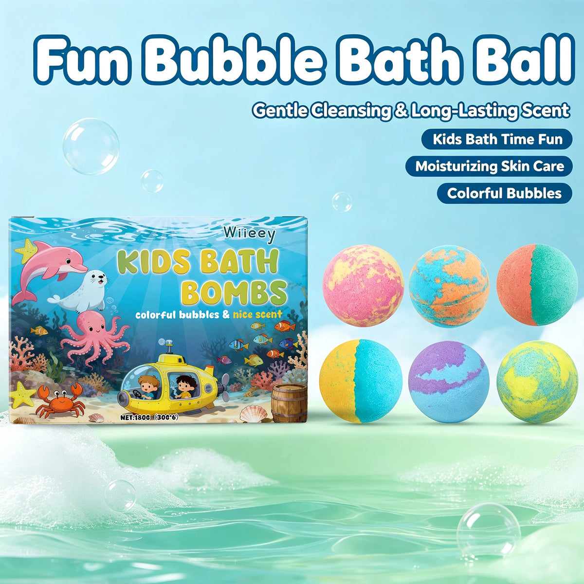 Kids Fun Fizzy Bath Bomb Set - Gentle Moisturizing Bubble Bath for Boys and Girls