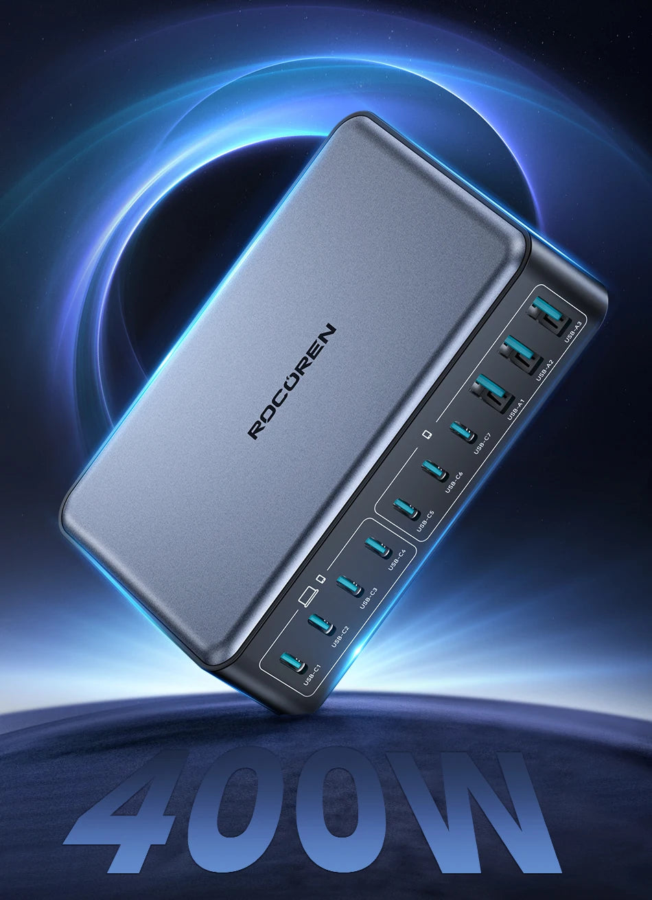 400W 10-in-1 GaN Desktop Charging Station - Fast Multi-Port Power Hub - 7