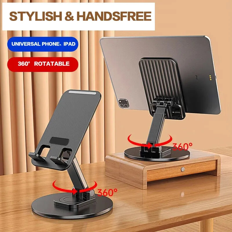 Foldable 360° Rotating Desktop Phone Stand - Universal Adjustable Holder