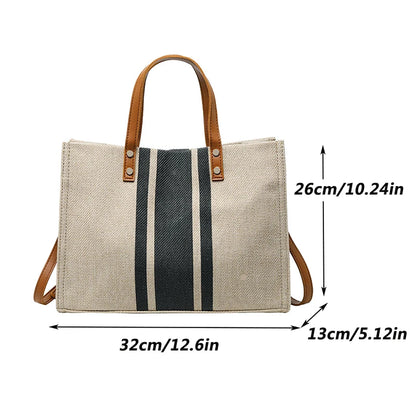 Luxury Striped Canvas Bucket Bag