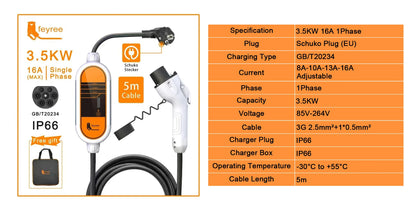 Portable GB/T Electric Vehicle EV Charger - Adjustable 3.5KW-11KW Power