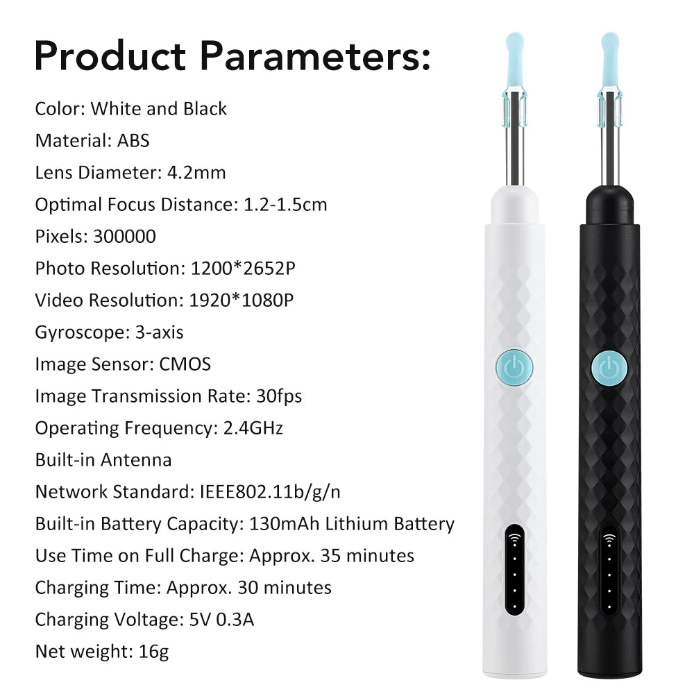 2-in-1 Visual Ear Wax Cleaner with HD Camera and Precision Tweezers
