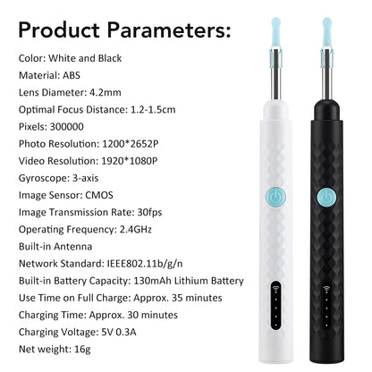 2-in-1 Visual Ear Wax Cleaner with HD Camera and Precision Tweezers