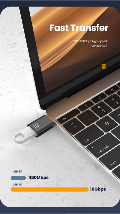 USB 3.0 to USB-C Adapter - Fast Charging & High-Speed Data Transfer OTG