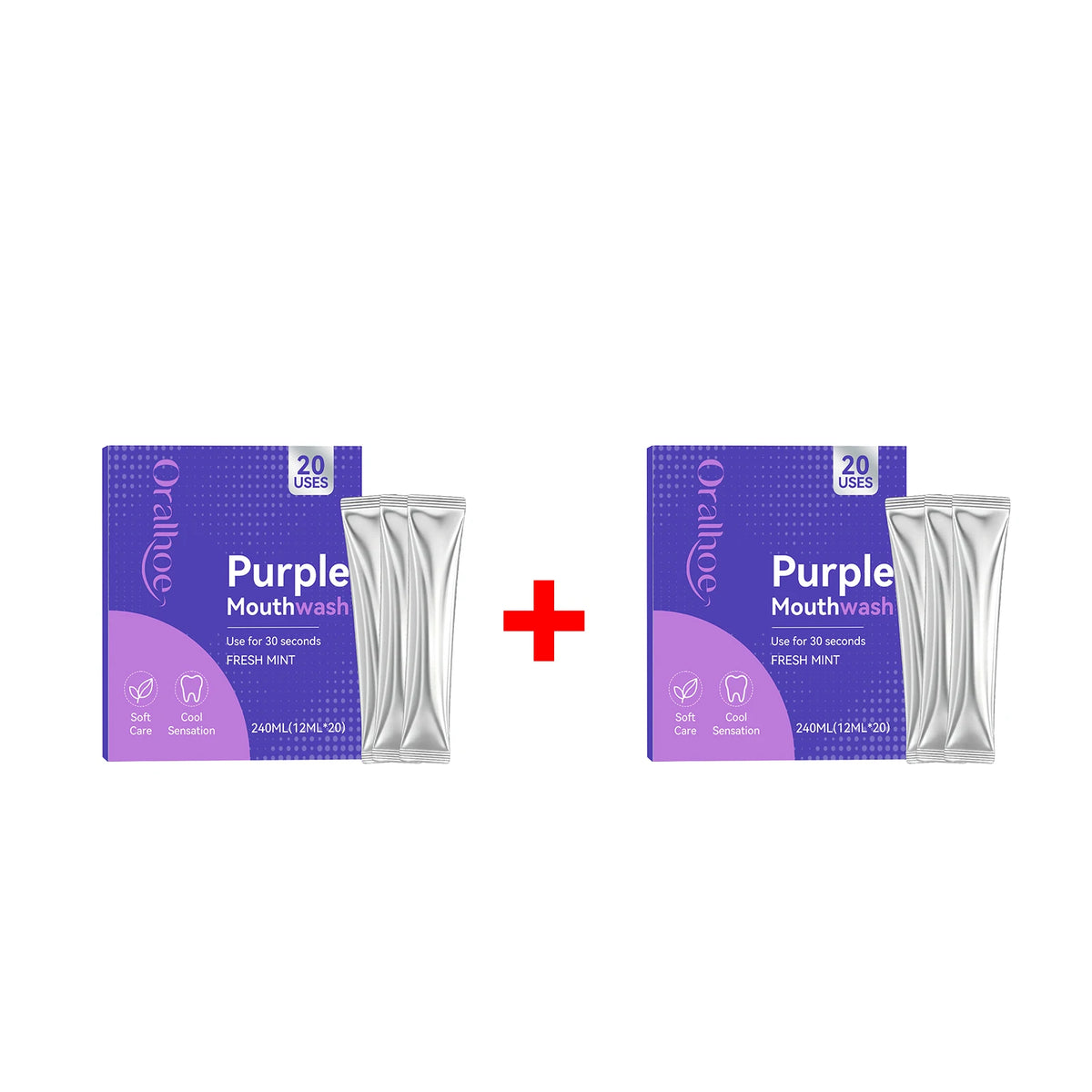 Purple Mint Mouthwash Single-Use Travel Sachets for Fresh Breath & Oral Care