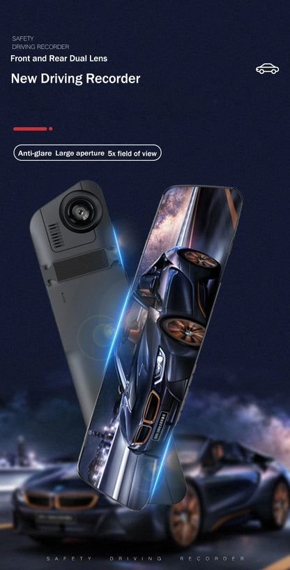 Dual Lens Rearview Mirror Dash Cam - HD 1080P Night Vision Car Recorder