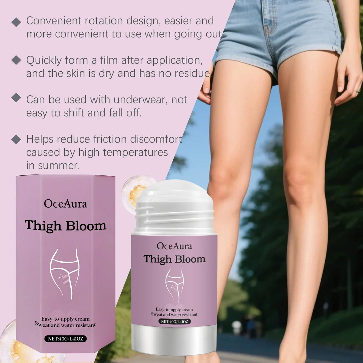 Anti-Chafe Thigh Balm Stick - Waterproof Skin Friction Prevention & Soothing Cream