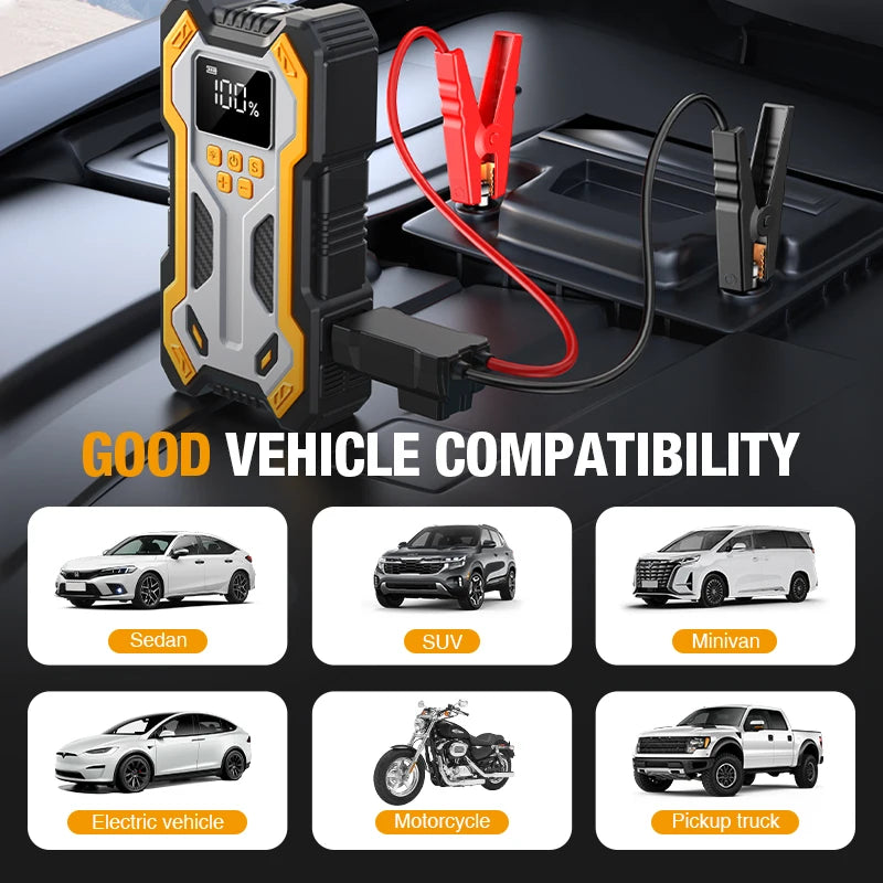 7000A Portable Car Jump Starter & 160PSI Tire Inflator for Emergency