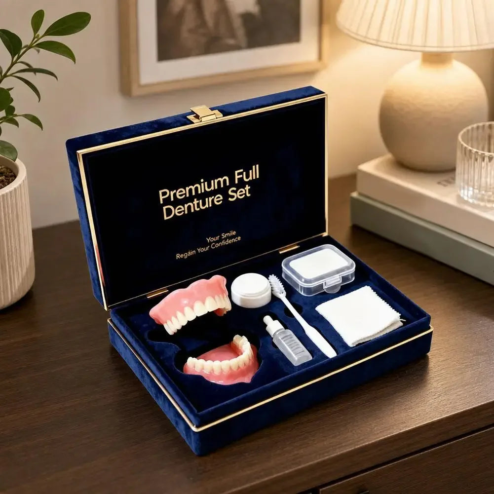 Instant Smile Temporary Denture Set - Natural-Looking Upper & Lower Cosmetic Teeth - 13