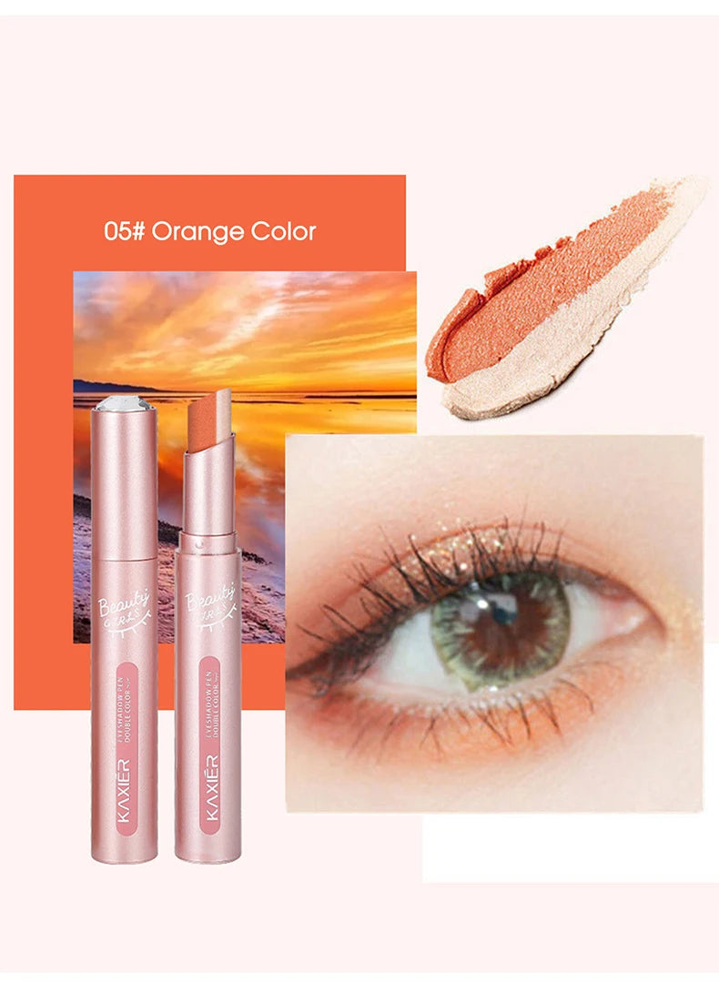 Gradient Two-Tone Eyeshadow Stick - Waterproof Shimmer Eye Makeup - 17