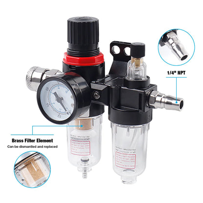 G1/4 Air Compressor Water Oil Separator - Filter Pressure Regulator & Lubricator
