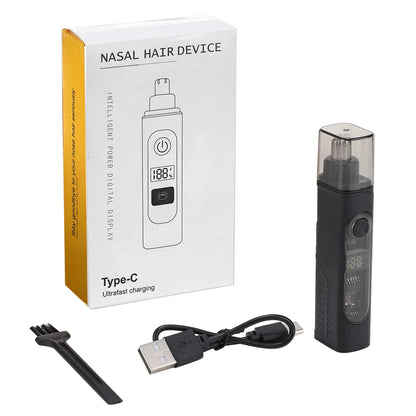 Electric Nose Hair Trimmer - Rechargeable Painless Grooming Tool with LED Display