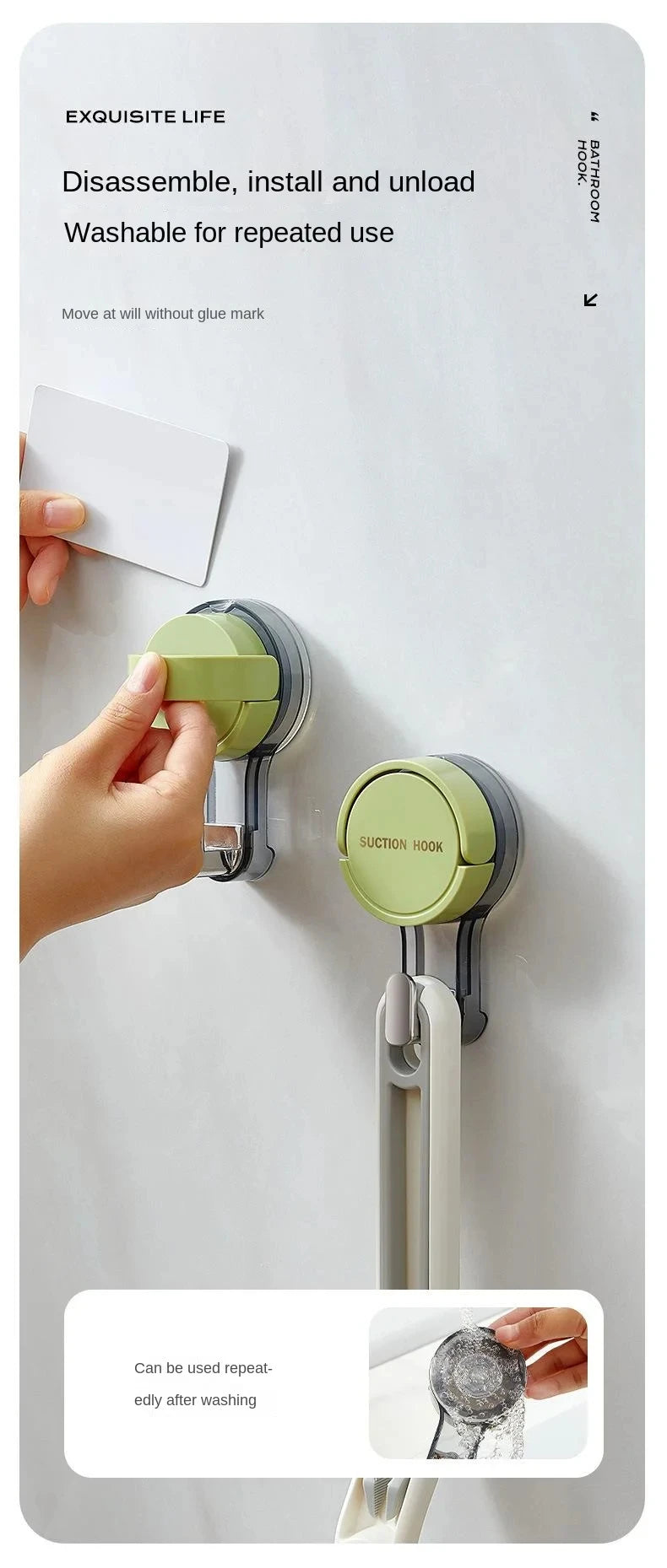 Heavy Duty Vacuum Suction Hooks | Traceless No-Drill Wall Hooks