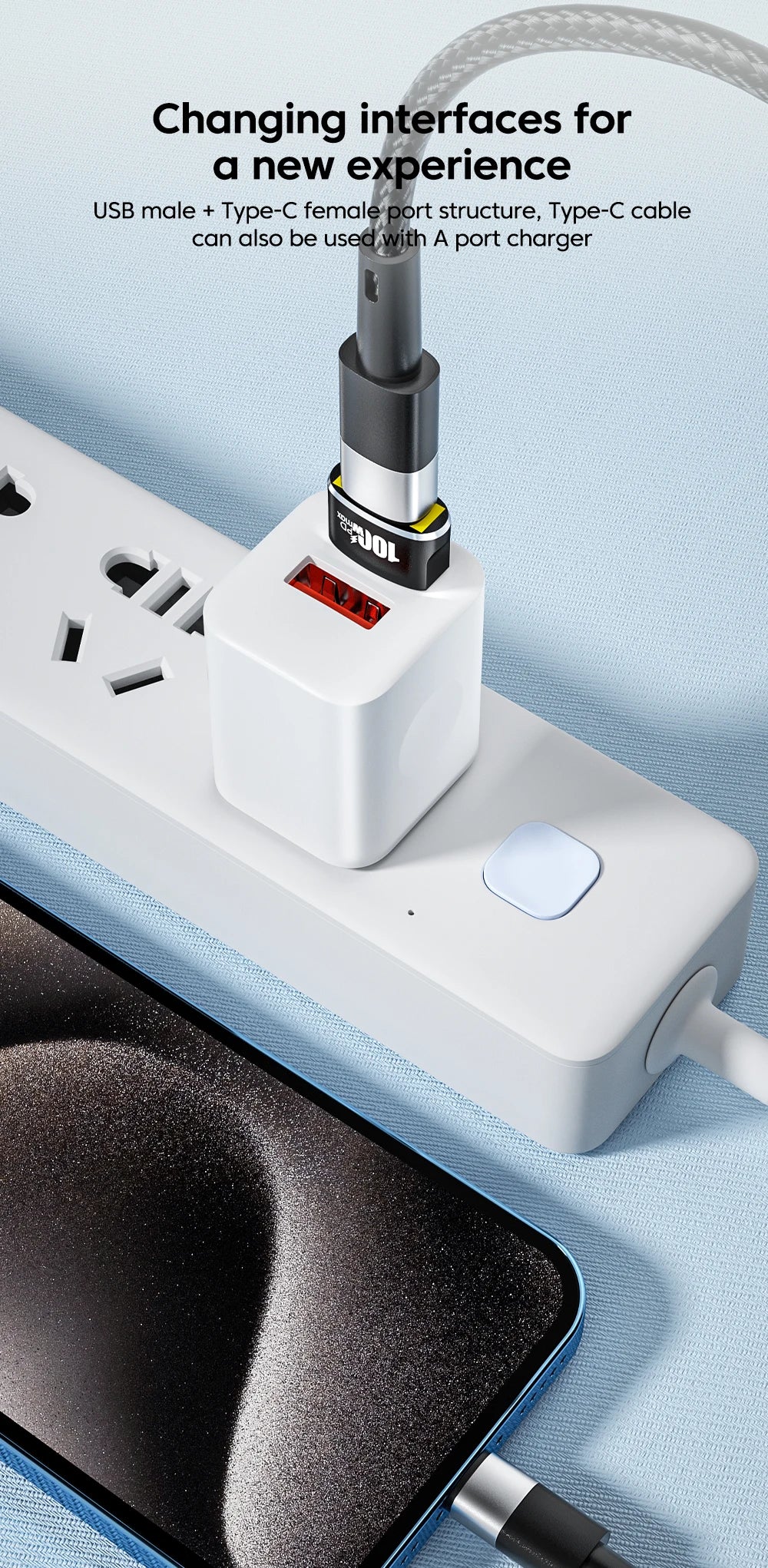 USB A Male to USB C Female OTG Adapter - 100W Fast Charging & Data Converter