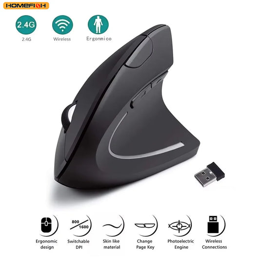 Wireless Ergonomic Vertical Mouse - 2.4GHz Optical Mouse with 3 Adjustable DPI