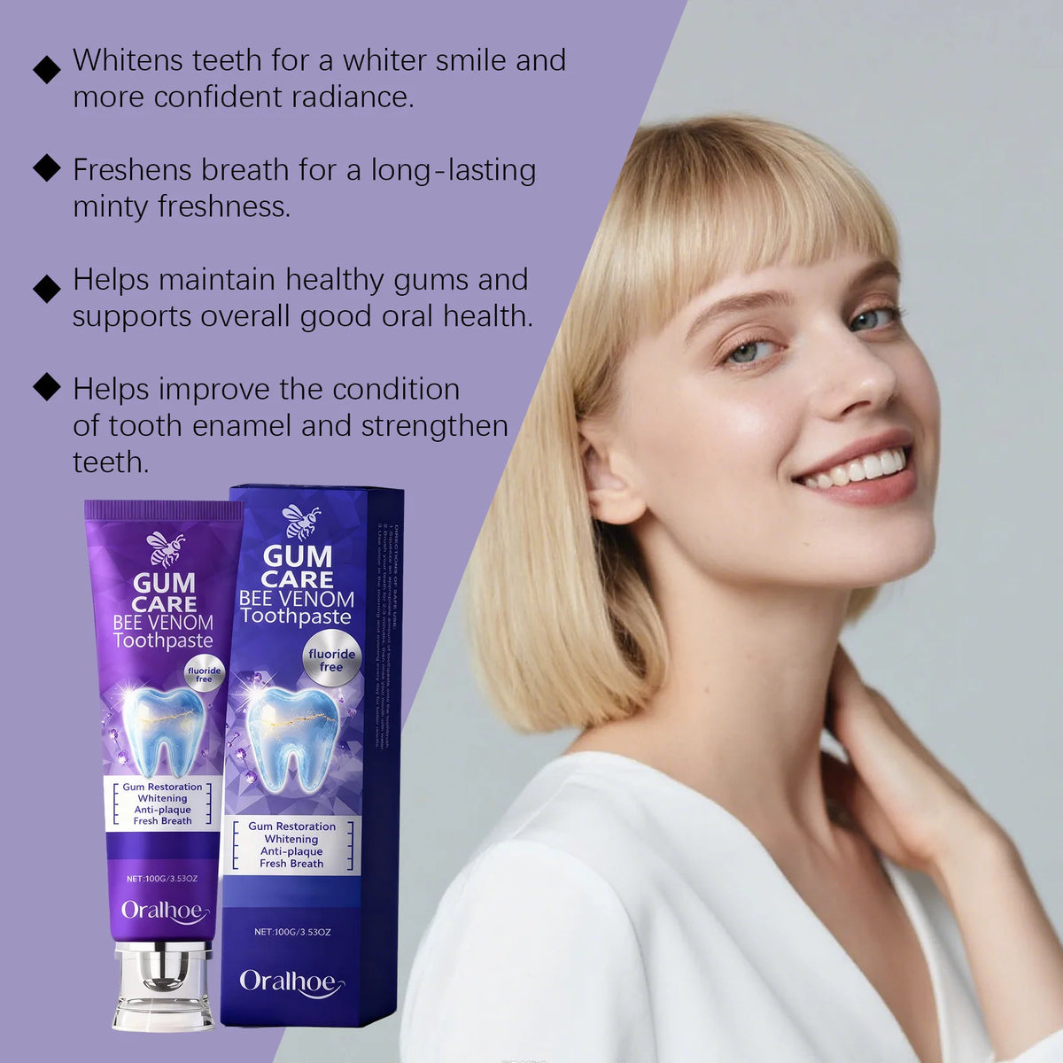 Bee Venom Gum Care Toothpaste for Teeth Whitening and Enamel Repair
