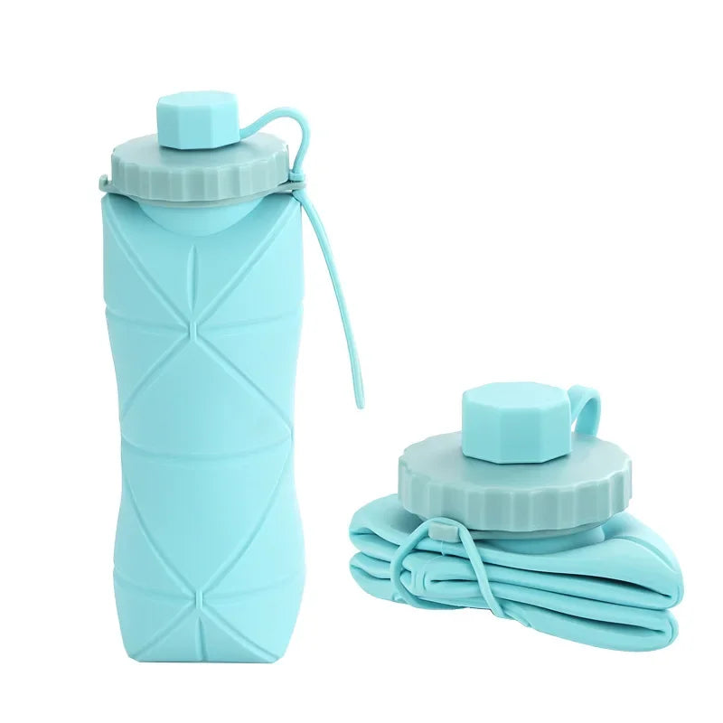600ml Portable Collapsible Silicone Water Bottle - Foldable Travel Cup