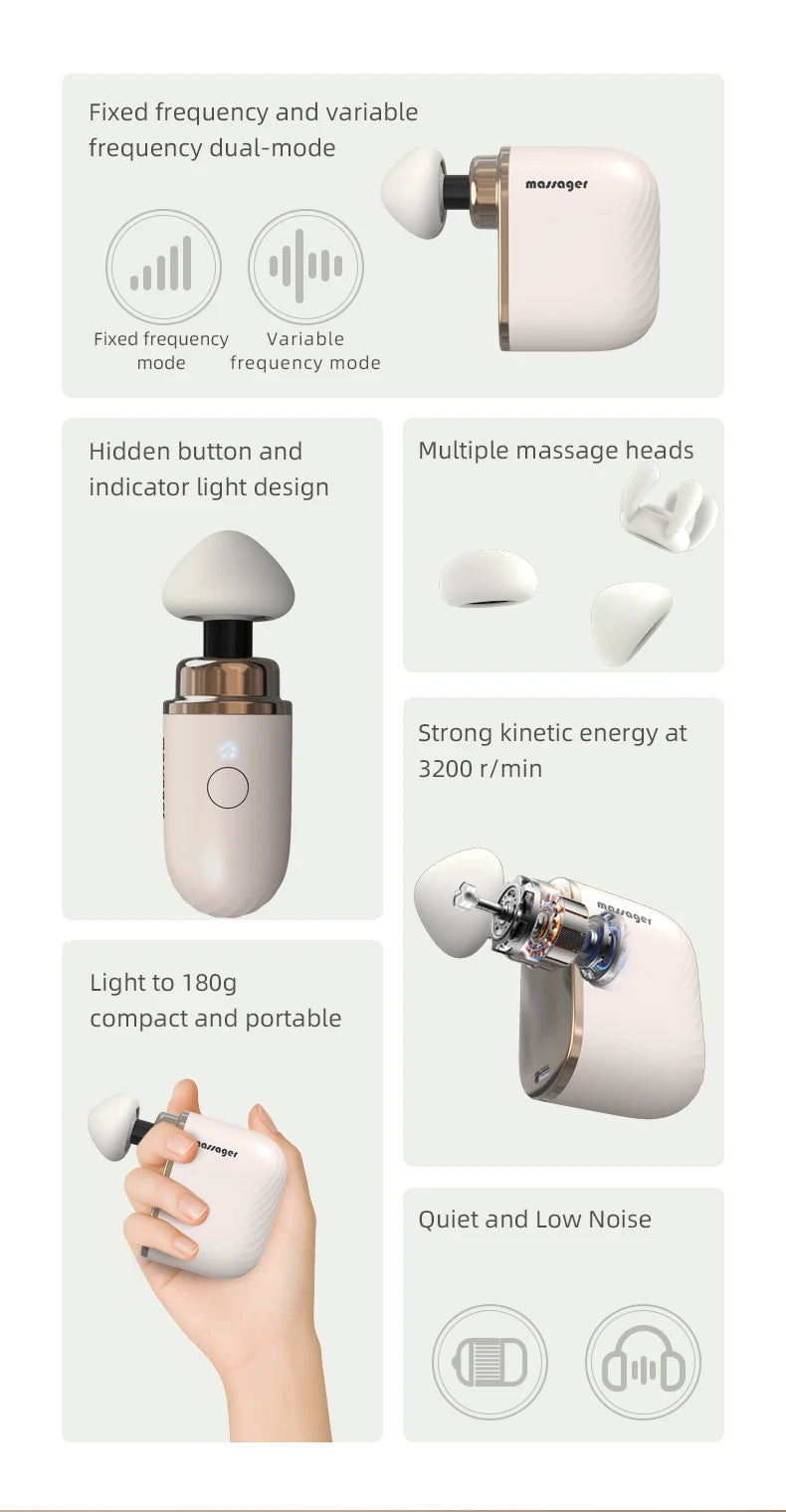 Mini Pocket Deep Tissue Percussion Massager - Portable Electric Muscle Recovery Gun - 8