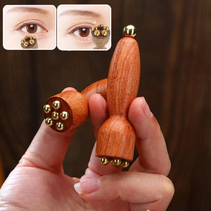 Brass Lotus Eye Massage Stick - Facial Gua Sha & Acupressure Tool - 8