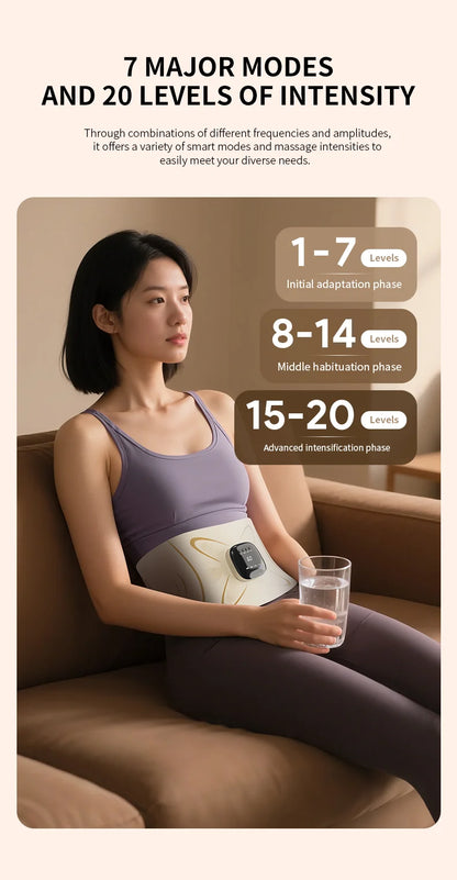 Electric Pulse Waist & Abdominal Massager with Heat & Toning Support
