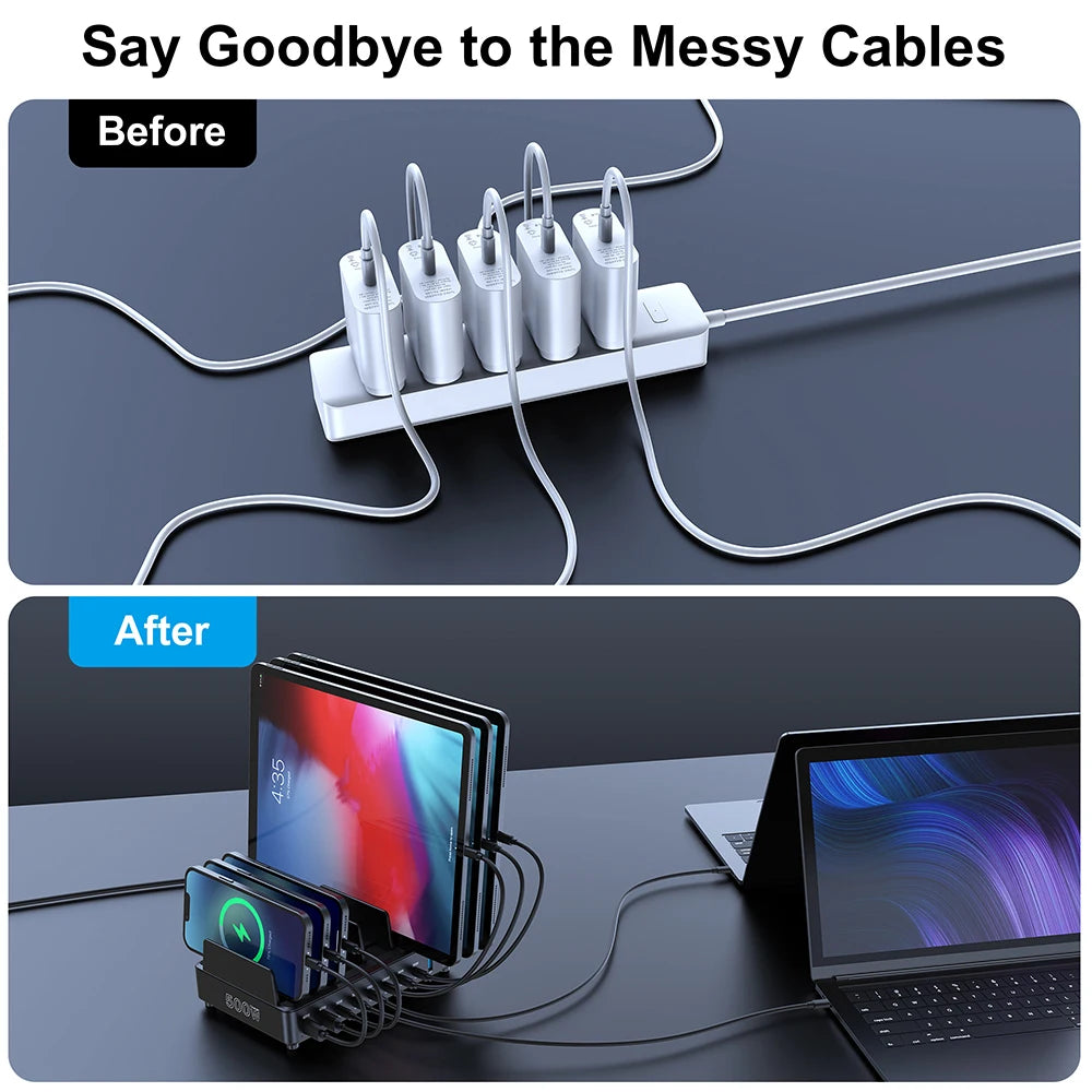 500W 10-Port GaN USB-C Charging Station for Laptops & Mobile Devices