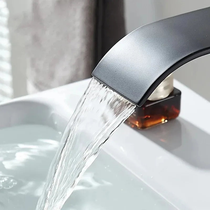 Modern Waterfall Bathroom Sink Faucet - Hot & Cold Stainless Steel - 4