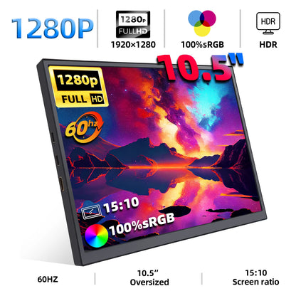 10.5" Portable Monitor 1920x1280 IPS HDR Gaming Display for Laptop & Console