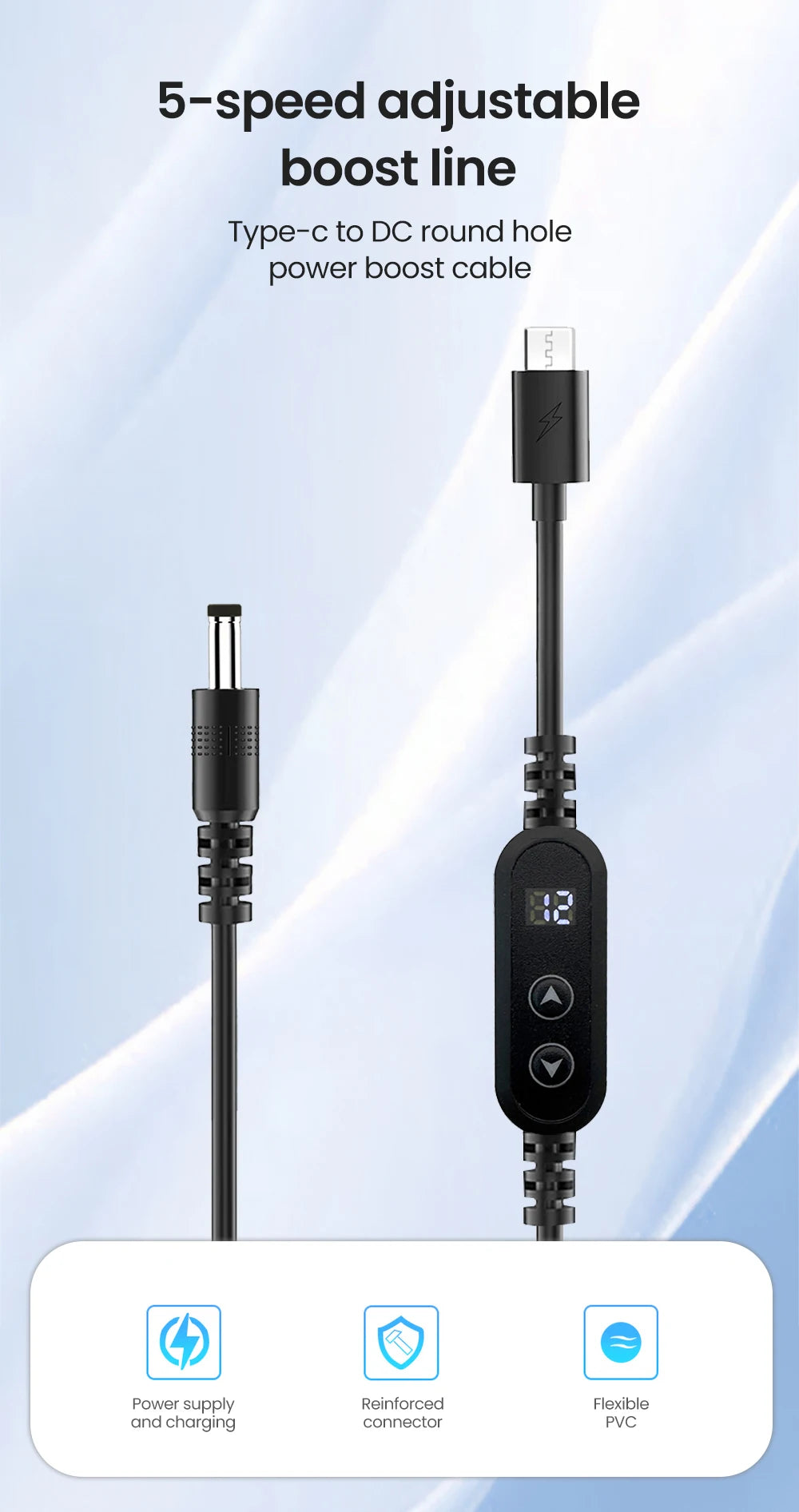 USB-C to DC Fast Charging Power Boost Cable - 5V/9V/12V/15V/20V Adapter - 23
