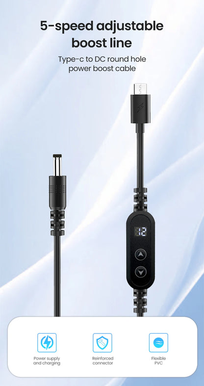 USB-C to DC Fast Charging Power Boost Cable - 5V/9V/12V/15V/20V Adapter