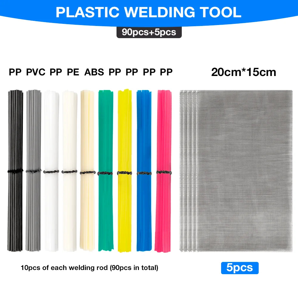 Plastic Welding Repair Kit with Stainless Steel Mesh & Rods for Car Bumper - 14