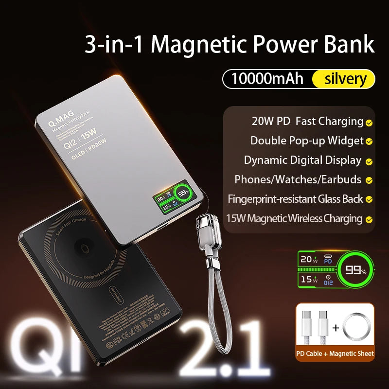 Magnetic Wireless Power Bank 5000mAh/10000mAh for iPhone 16-12 & Watch - 27