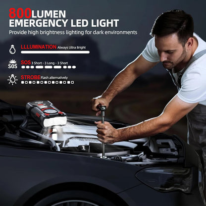 4-in-1 Portable Car Jump Starter with Tire Inflator & Power Bank