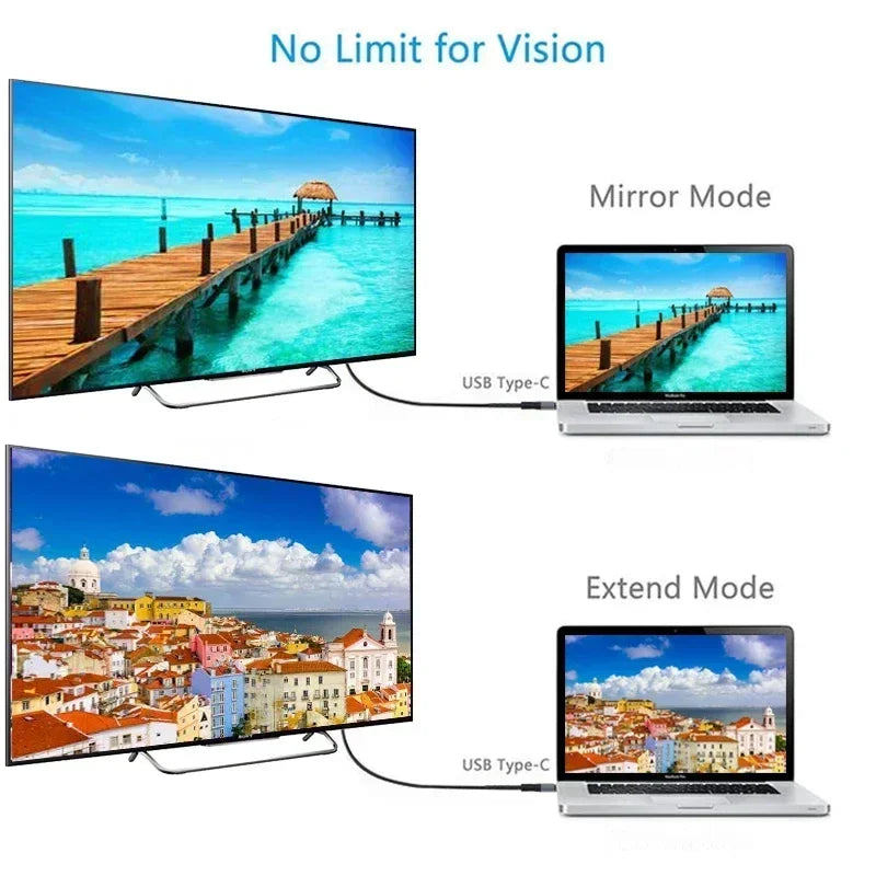 4K USB-C to HDMI Adapter Cable for Laptop, Phone & Tablet Screen Mirroring