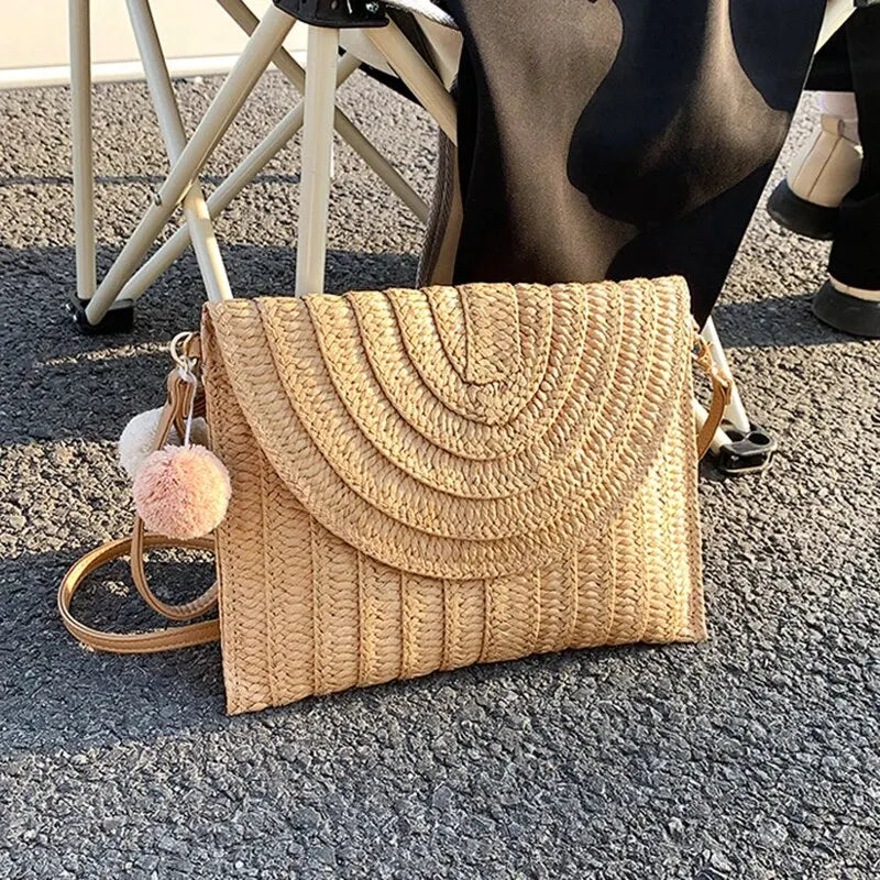 Luxury Woven Straw Beach Clutch