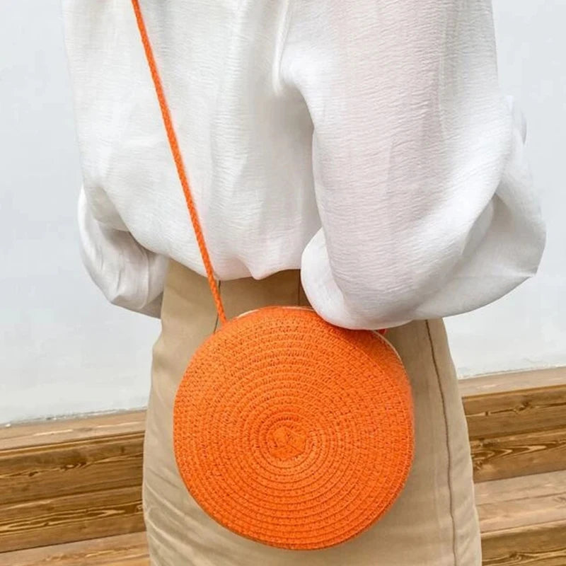 Luxury Round Straw Crossbody