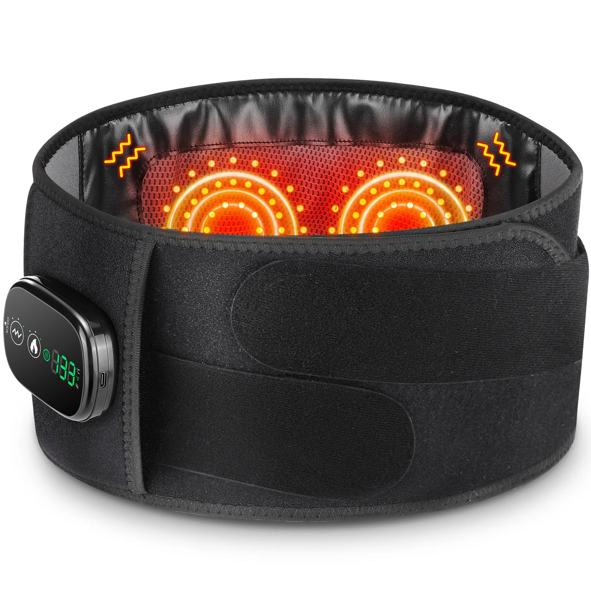 Cordless Lower Back Heating & Vibration Massager Belt with Lumbar Support