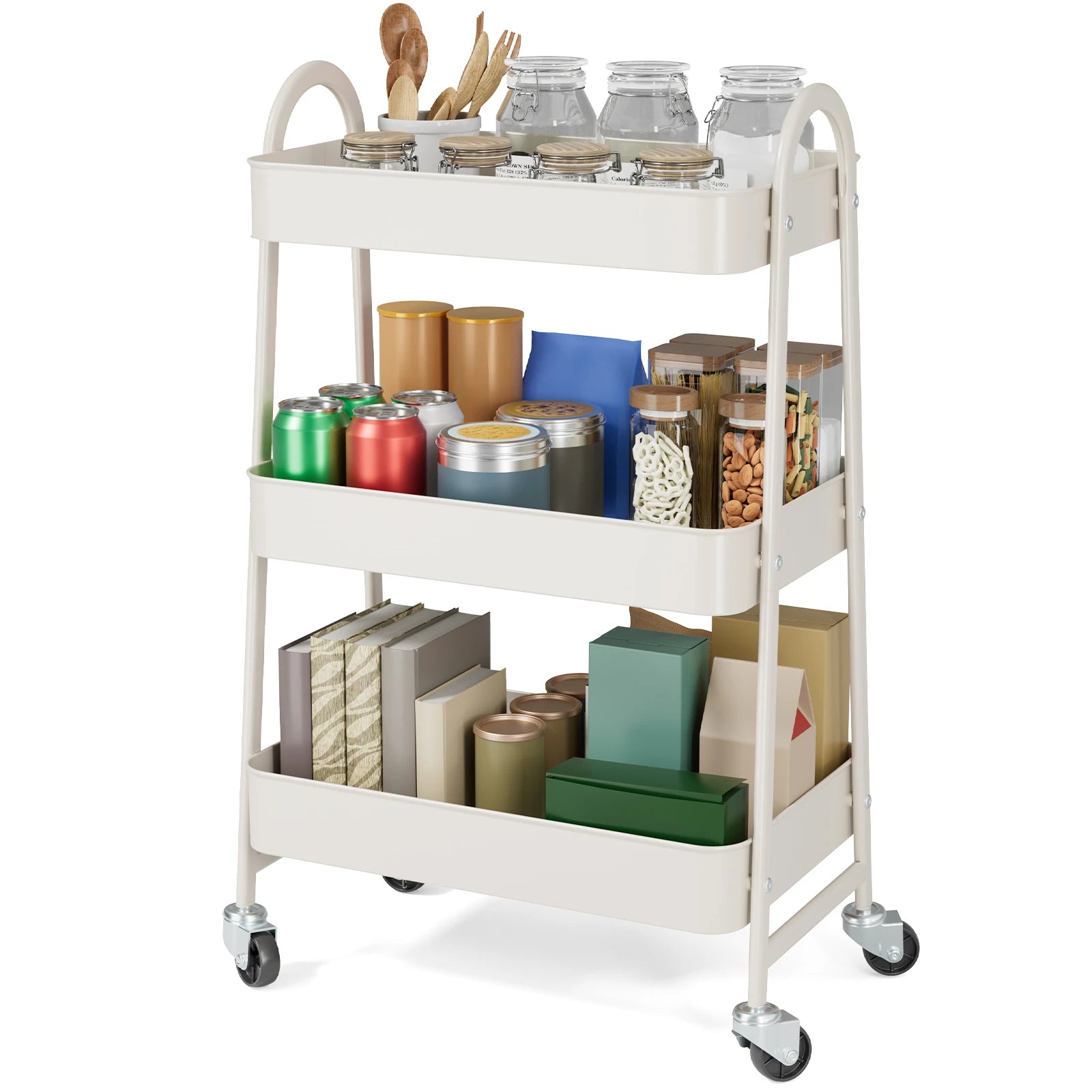 3-Tier Rolling Storage Utility Cart with Lockable Wheels for Home - 11