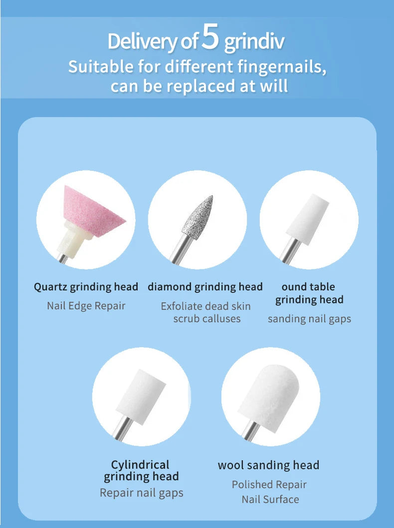 5-in-1 Cordless Electric Nail Drill Set for Professional Home Manicures