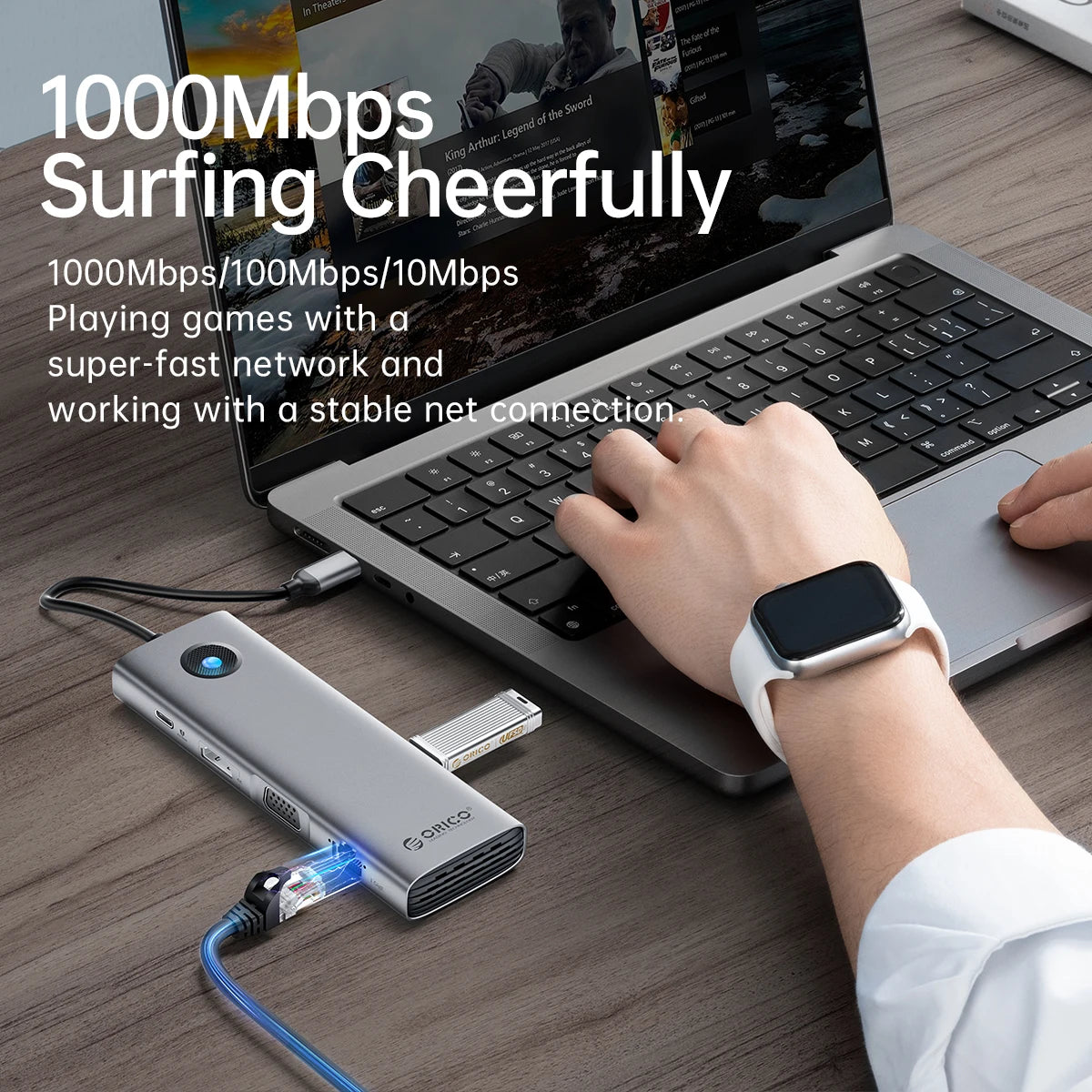 ORICO 10-in-1 USB-C Docking Station 4K HDMI Hub for Laptop & MacBook - 22
