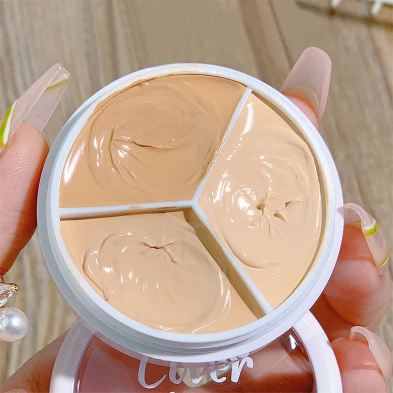 3-Color Cream Concealer Palette for Flawless Skin & Dark Circles